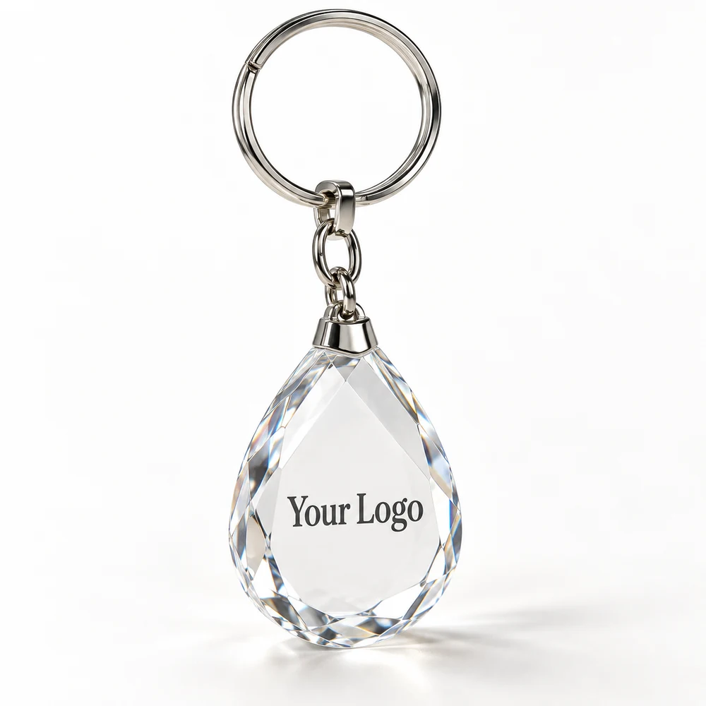 Faceted Drop Crystal Crystal Keychain